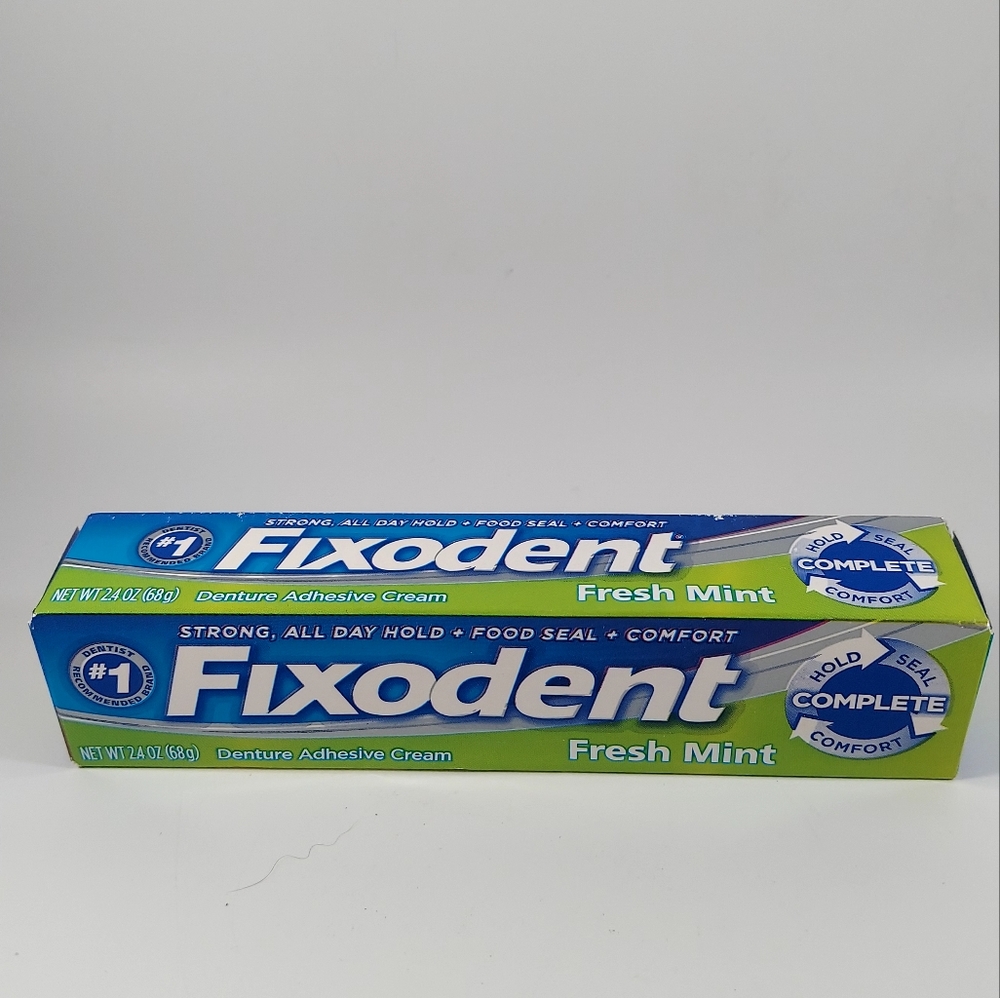 Fixodent Fresh Mint Denture Adhesive Cream 2.4oz (68g) All Day Hold+ Comfort